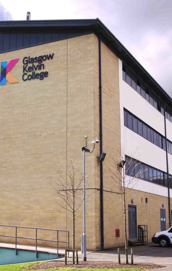 Exterior view of Glasgow Kelvin College Easterhouse Campus, showing the modern building and surrounding landscape. Exterior view of Glasgow Kelvin College Easterhouse Campus, showing the modern building and surrounding landscape.